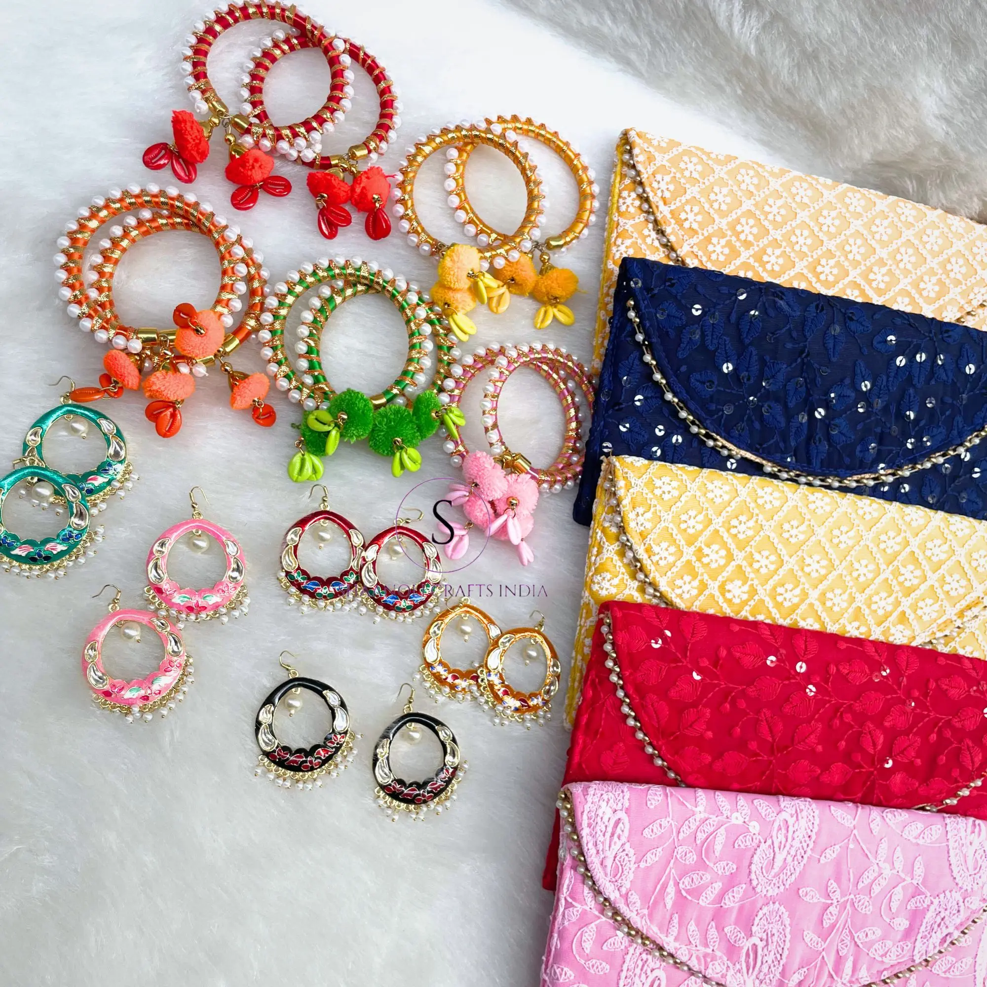 Small Color Full Decorate Your Car Handmade Cotton Cord Ethnic Embroidered Bangles Handmade 100% Designer Bangles for Wedding