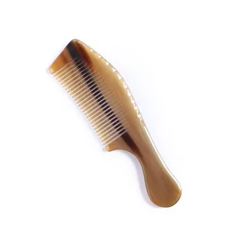Natural Brown Buffalo Horn Comb Good Polished Ox Horn Comb with Wood Handle Very Cheap Cow Horn Lice Hair Comb for Hair Care