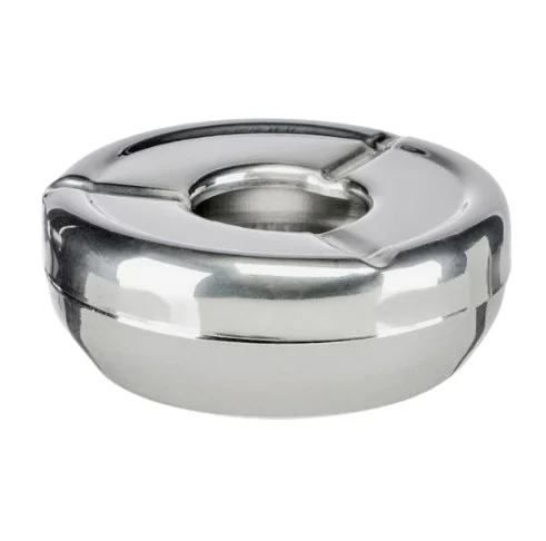 New Design Gold Finished Rounded Stainless Steel Ash Tray Car Custom Smokeless Easy to Clean Pocket Ashtray with Lid