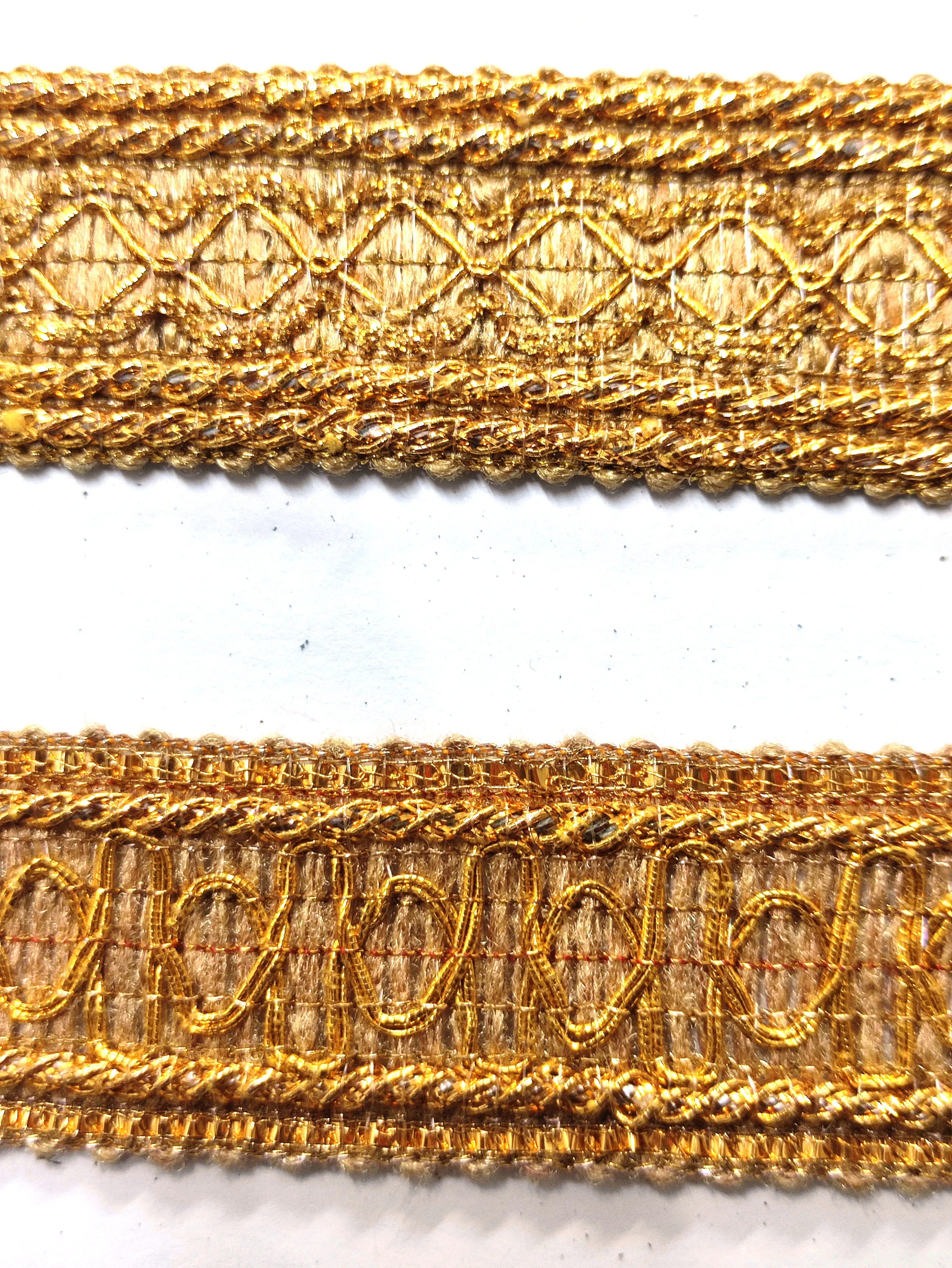Sewing Gimp Gold Braided Trim 25 mm Sequined Lace For Dress  , Scarf ,Catholic Garments And Decorations