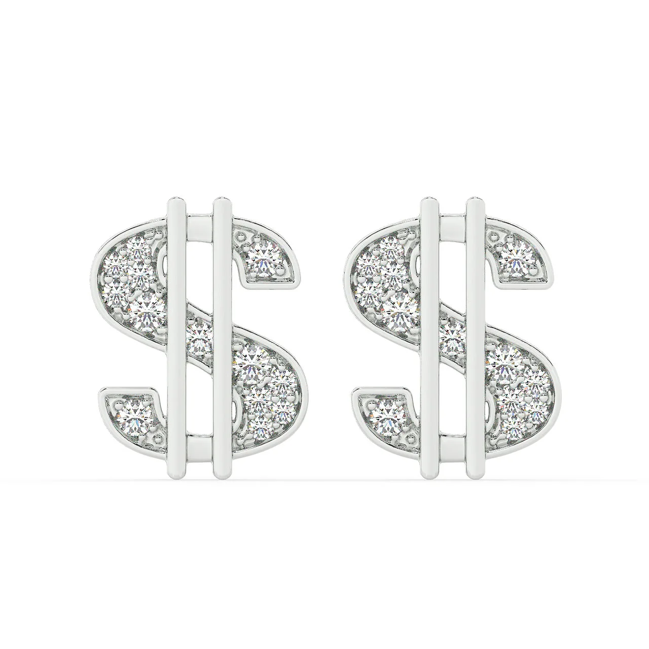 Wholesale Price Ready to ship Dollar Sign earrings 10kt 14kt 18kt Gold Plated jewelry VVS natural Diamond stud earring