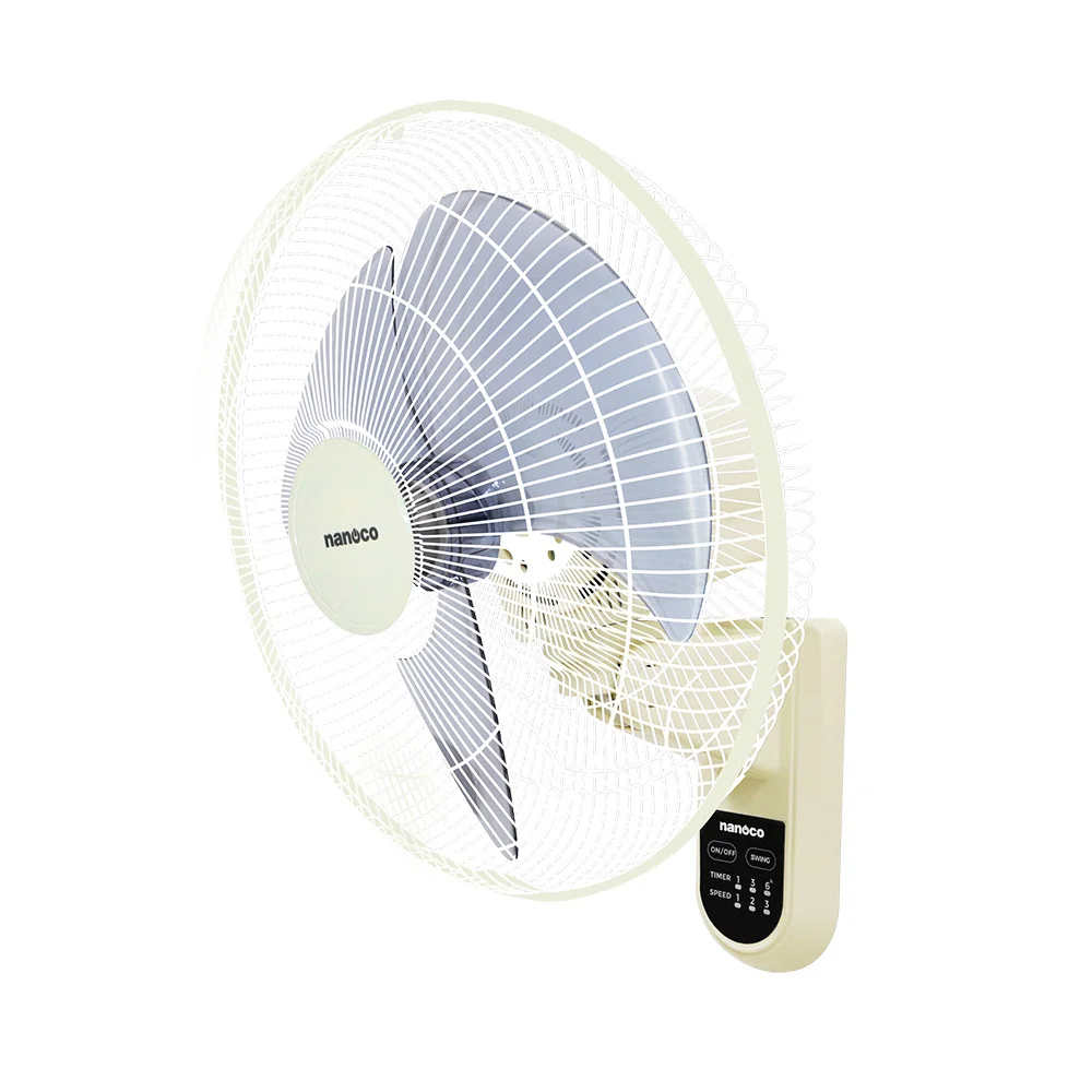 Nanoco High Quality Plastic NWF1612RC Wall Fan with Remote Control 72.2 m3/min Air Flow for Household Air Cooling