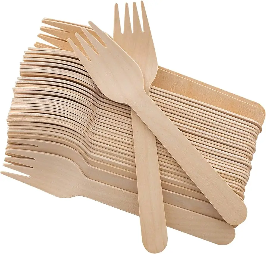 Wooden Wholesale Eco friendly  Compostable Biodegradable Disposable Wooden Forks vintage wooden spoon fork cutlery set