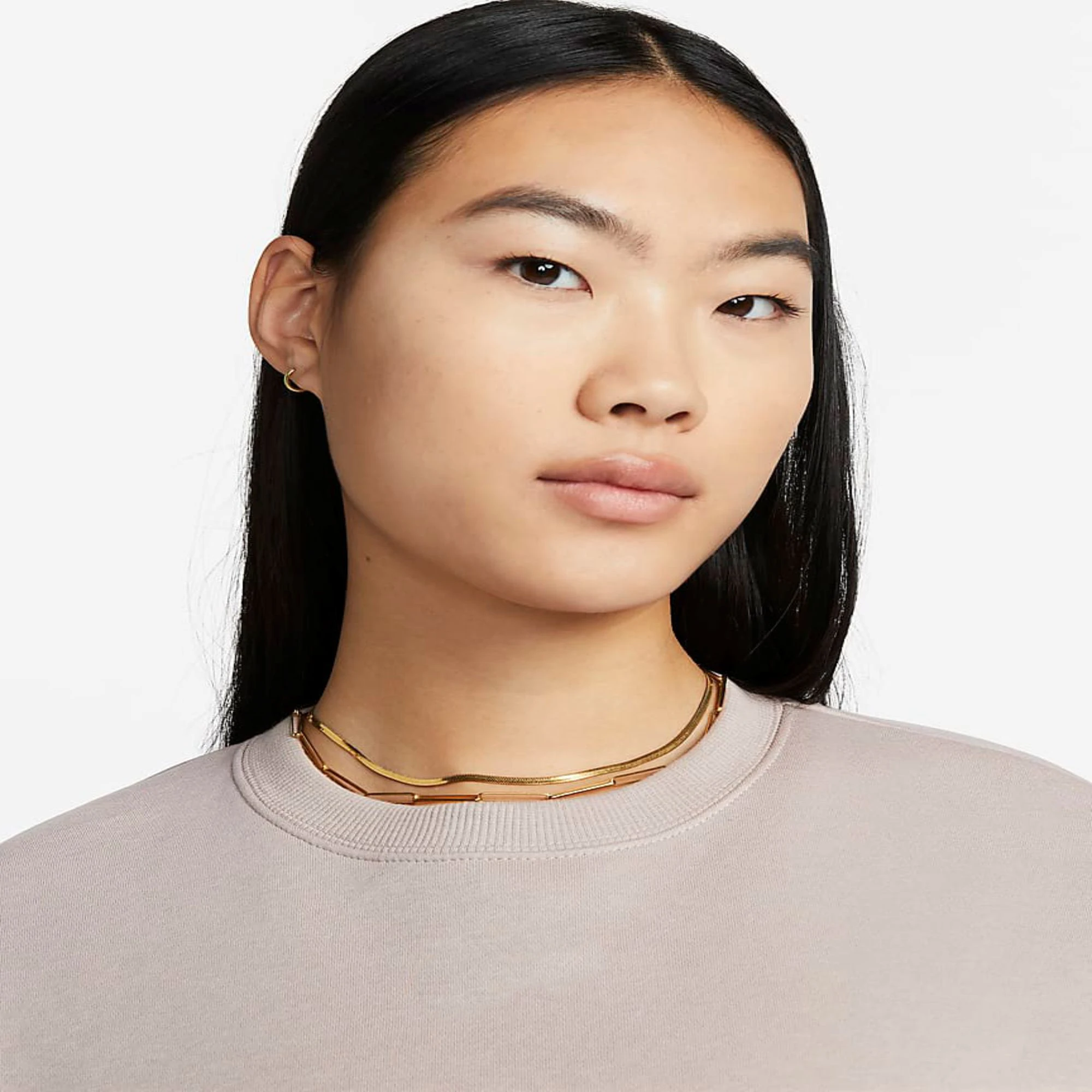 Loose Fit Ribbed Crewneck 80% Cotton 20% Recycled Polyester Fleece Ribbed Cuffs and Hem Oyster Pink Women Sweatshirt