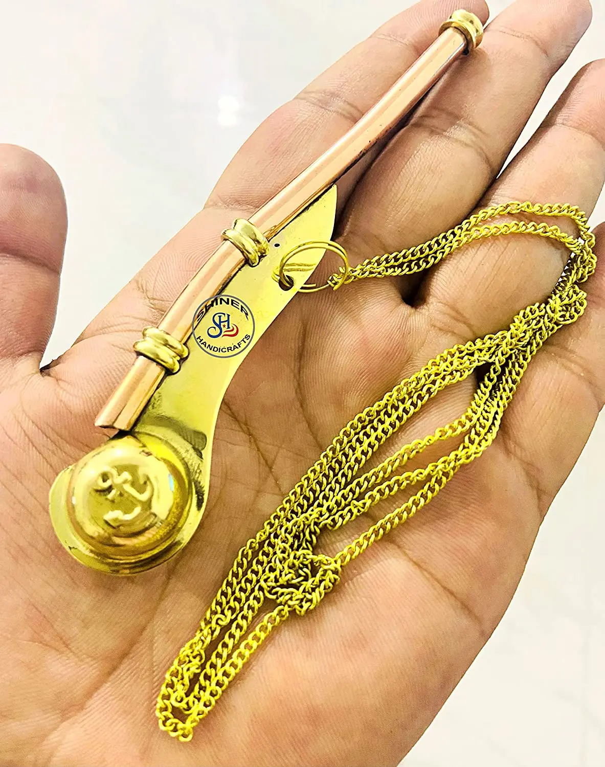 Top Brass Copper Boatswain Whistle With Chain Bosun Call Pipe Maritime Nautical Gift Direct Manufacturer From India