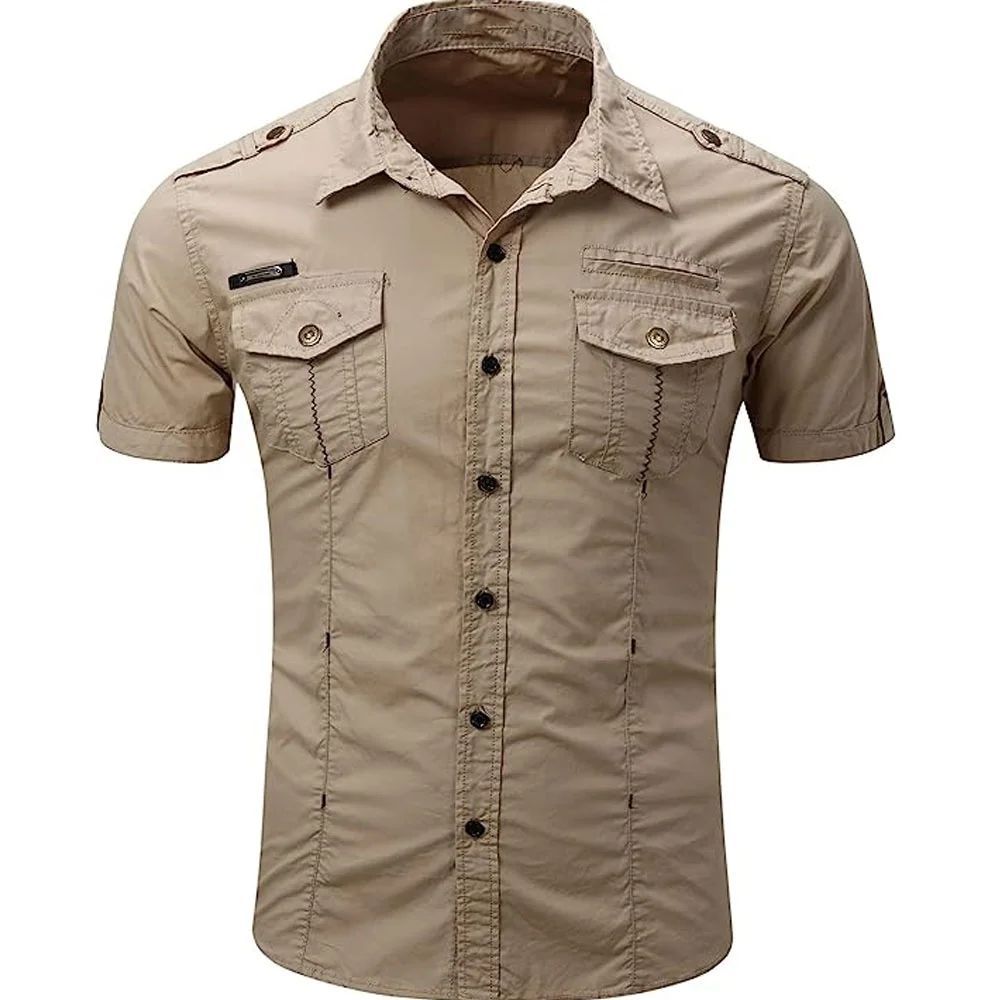 Mens Wear Casual Shirt 100% Cotton Long Sleeve Plus Size Military Style Cargo Shirts Man Fall Clothing