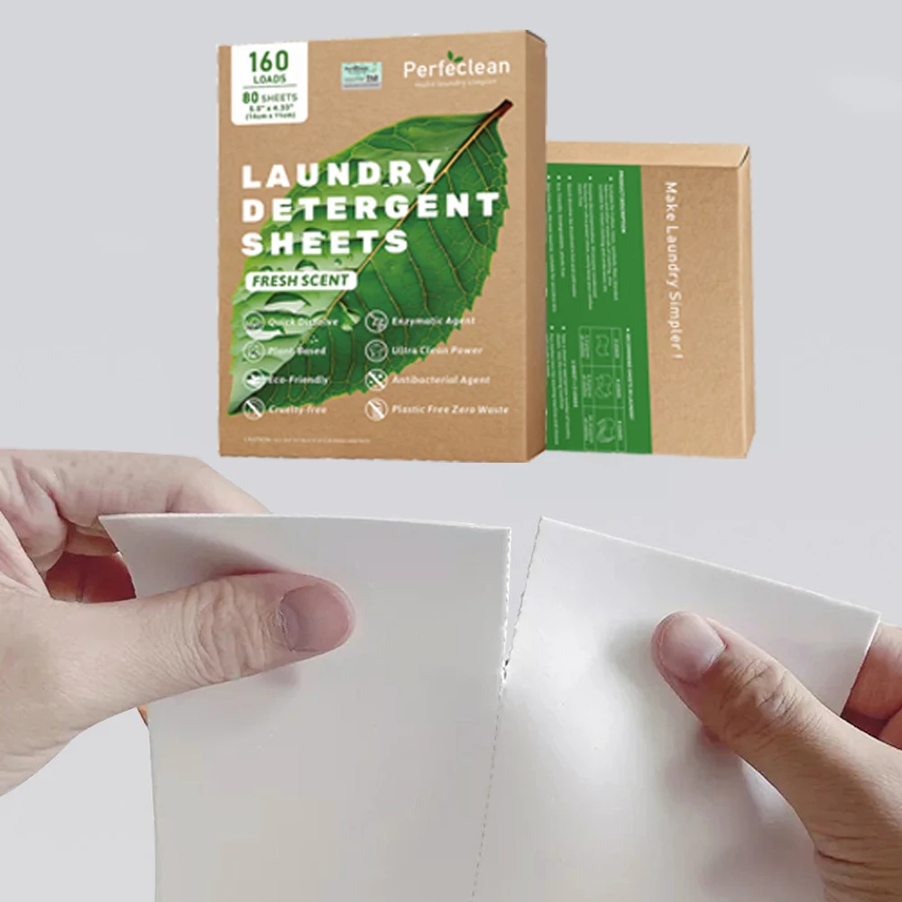 Sensitive Skin-friendly Laundry Detergent Sheets Enzyme Technology Stain Remover and Whitener Eco-Friendly Solid Eco-Strips