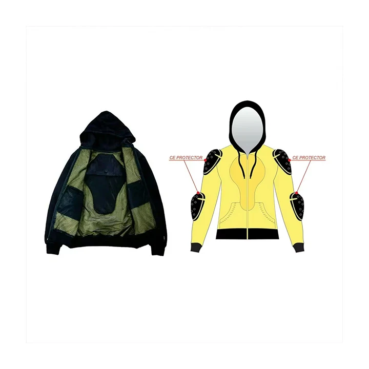 Top Selling Motorbike Hoodies- Motorcycle Hoodie Full Protective Fleece Lined In Pakistan Kevlar Hoodies With Protection