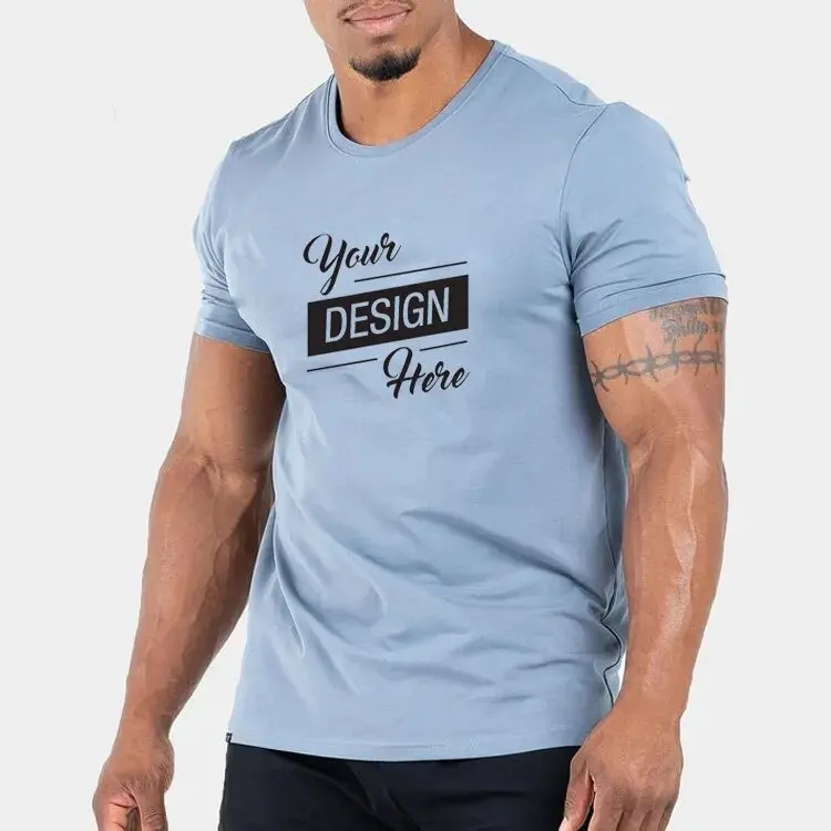 High Quality Gym Shirt Fit T-Shirts 95% Cotton 5% Spandex Short Sleeve Training Fitness Quick Dry Gym T Shirt For Men