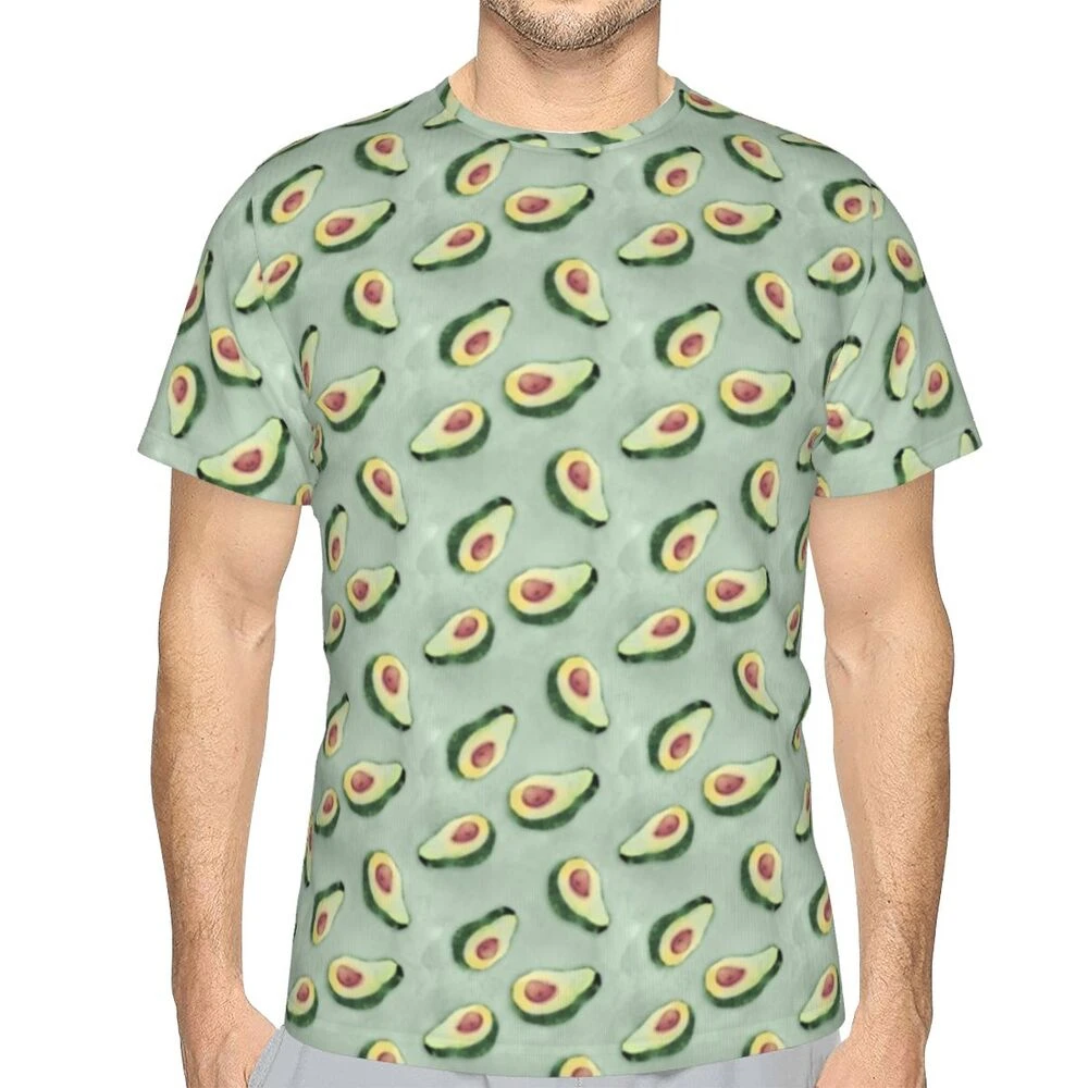 High Quality Print Avocado Addict T Shirt Food Male Funny Polyester Printed Tee Shirt Short-Sleeve Streetwear T-Shirt