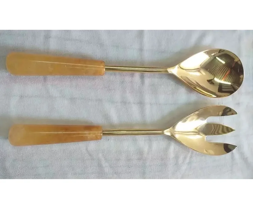 Позолоченный набор салатов из нержавеющей стали в американском стиле винтажные акриловые инструменты для сервировки кухонный инструмент ложка вилка