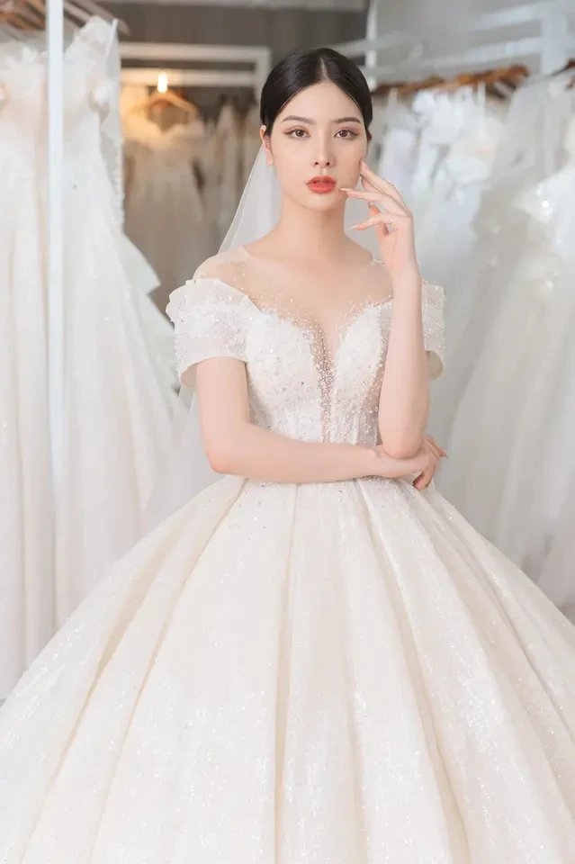 Sexy A-line bride dress Short Sleeves Romantic Lace Applique Tulle wedding dresses For women Gowns TNBPno32