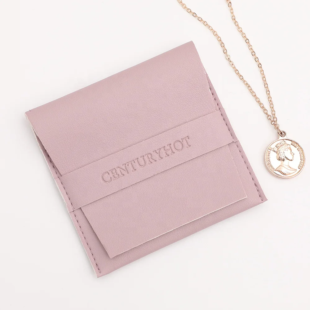Custom Light Purple PU Leather Pouch Jewelry Pouch Bag, Jewelry packaging Pouch Earrings,Necklace,Bracelet Bags With Logo