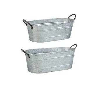 Round Galvanized Tubs Small Size Metal Pails Bucket With Handle For Garden Pots & Planters Bucket Flower Pots