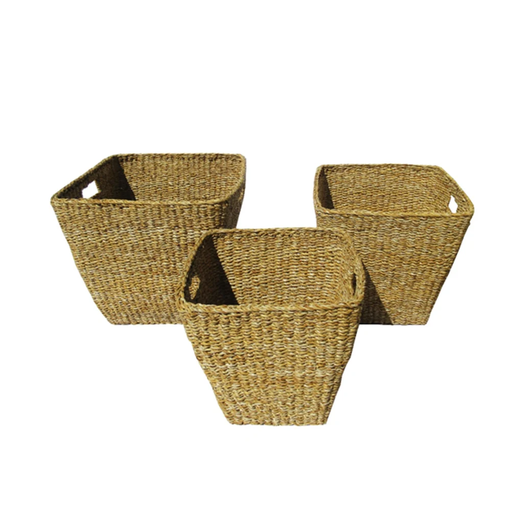 OEM & ODM Custom new stylish seagrass Hamper Woven Basket, dirty clothes basket with bedroom bathroom livingroom