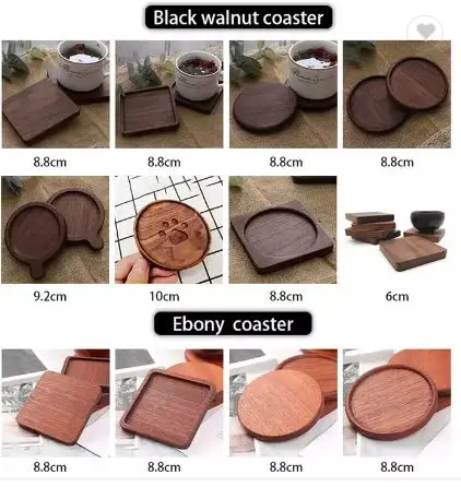 Wooden coaster non-slip cup mat square round solid wood tea cup holder Drink pot Tea Coffee Cup plain blank Wooden Coaster