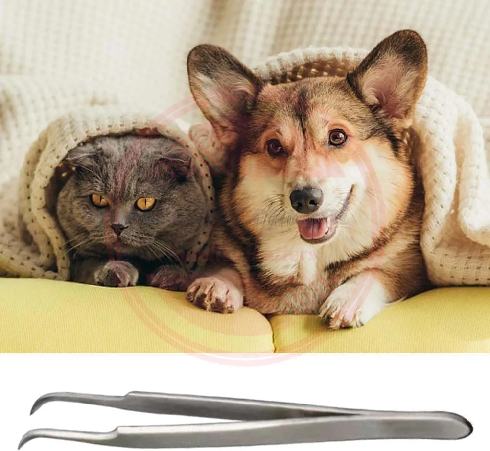 3 Pcs Tick Remover\Stainless Steel Tick Tweezers and Hook Set for Dogs Cats Humans Horses and Other Pets