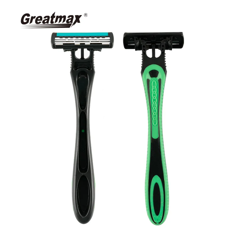 Бритва для лица, одноразовая бритва с тремя лезвиями и резиновой ручкой, Мужская бритва, бритва для мужчин, фабричная бритва на заказ
