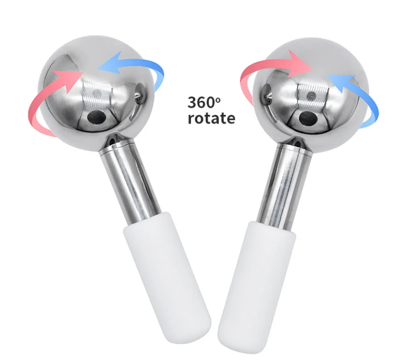 Cryo Ice Globes 360 Rotating Stainless Steel Ice Globes Ice Roller for Face Skin Cooling Facial Massage