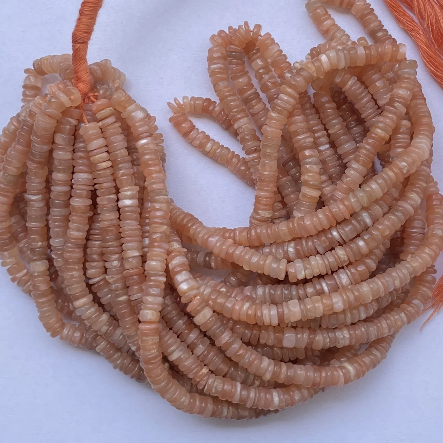 4mm 5mm 6mm Natural Peach Moonstone Stone Smooth Heishi Beads Strands Strings at Best Wholesale Factory Price Regular Shop Buy