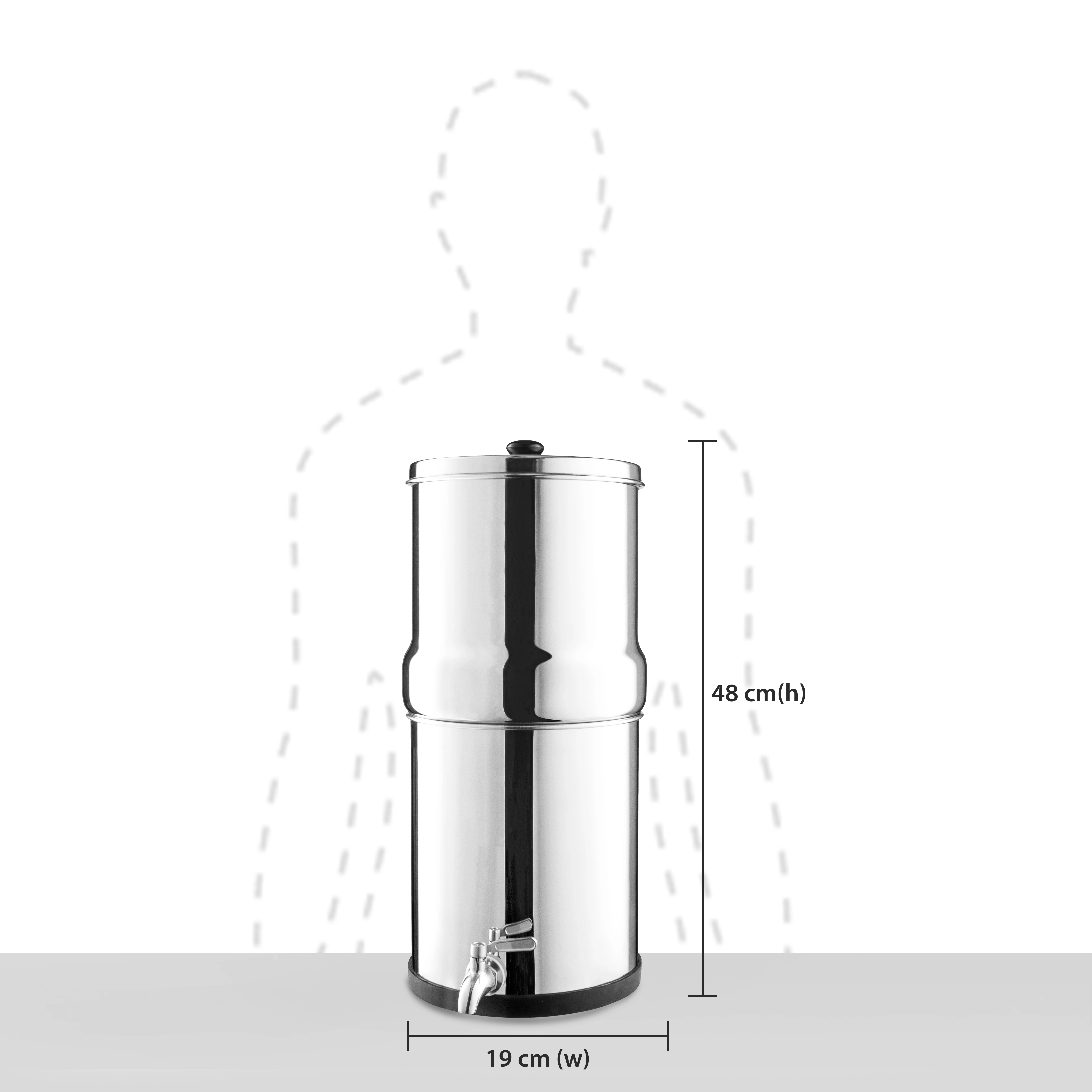 Premium Grade 304 Grade 6Litre Stainless Steel Gravity Water Filter with Ceramic Catridges For Home and Kitchen Use