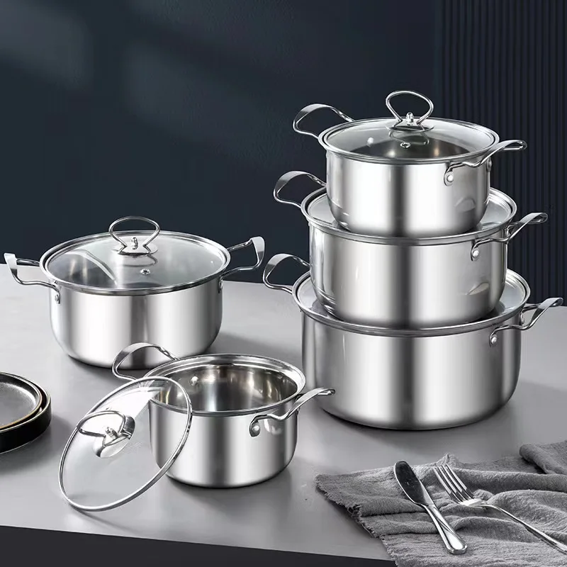 High Quality Cookware Set 10 Piece Stainless Steel Stock Pot Set