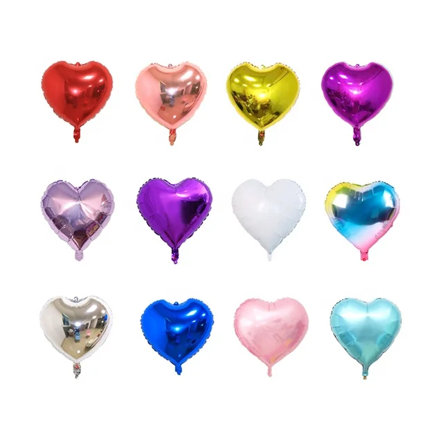 BONA Balloons 18 Inches Pack With Straw Love Mini Heart Balloon 10 Inch Kits Party Backdrop Decoration Anniversary Foil Balloons