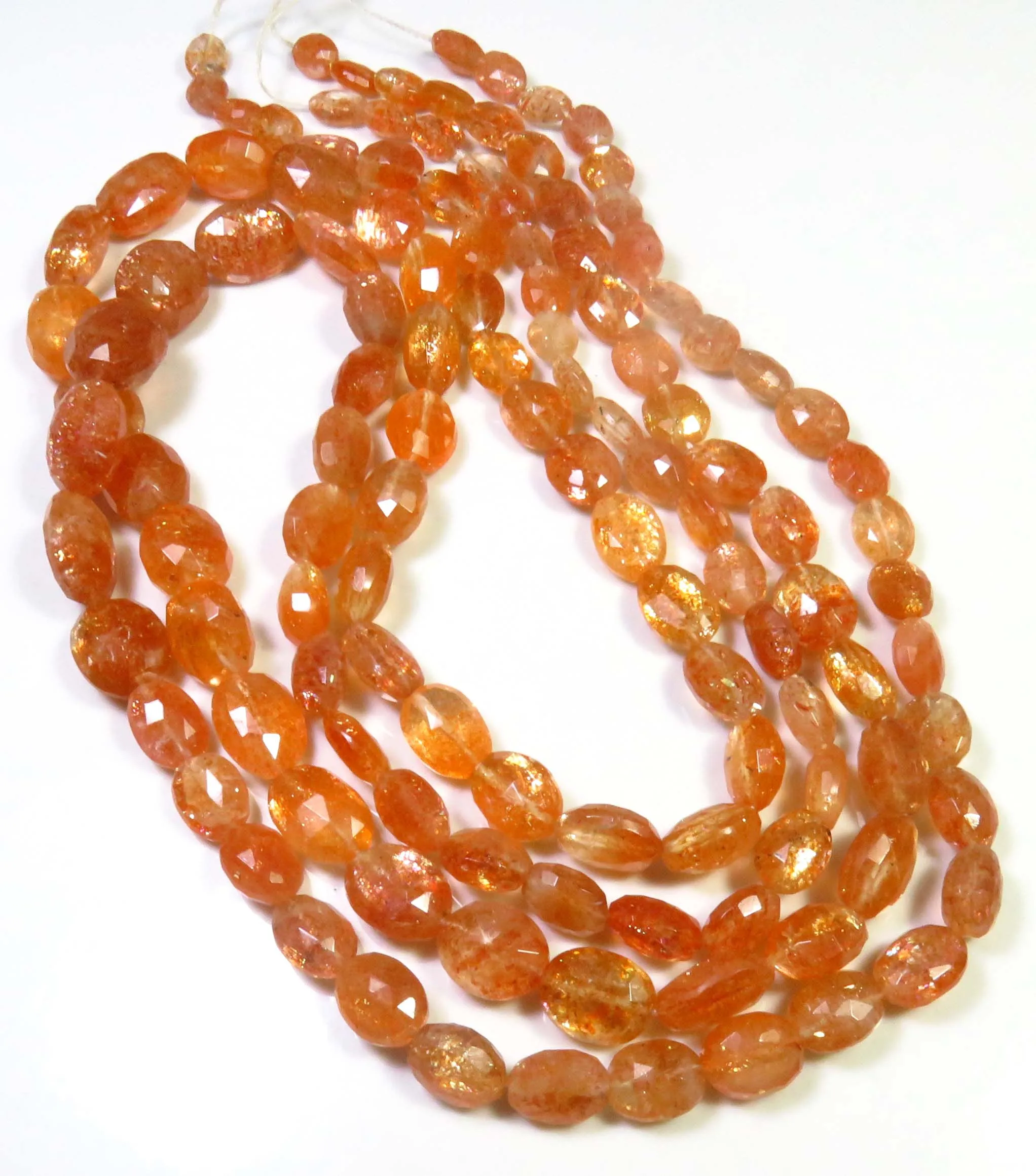 High Quality 19 Strand Faceted Diamond Emerald 6-11mm Natural Sparkle Sunstone Beads African Rainbow Confetti Gems Oval-shaped