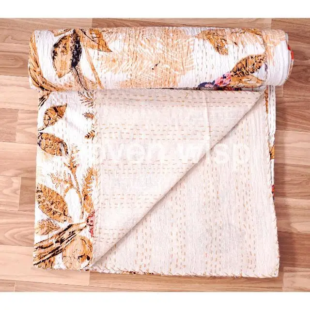 Wholesale King Size Indian Kantha Quilt Handmade Cotton Blanket Bedspread Throw Indian Style Bedding Set