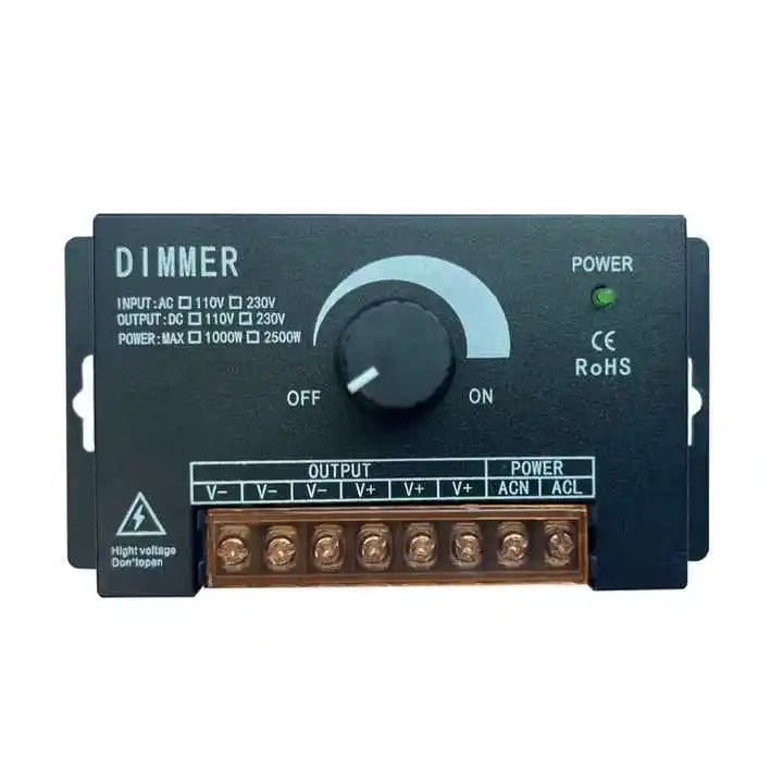 High Power Led Pwm Dimmer Rotary 12-24V 3*30A Black Steel Case Push Dim Constant Voltage 24V Led Strip Light Remote Knob Dimmer