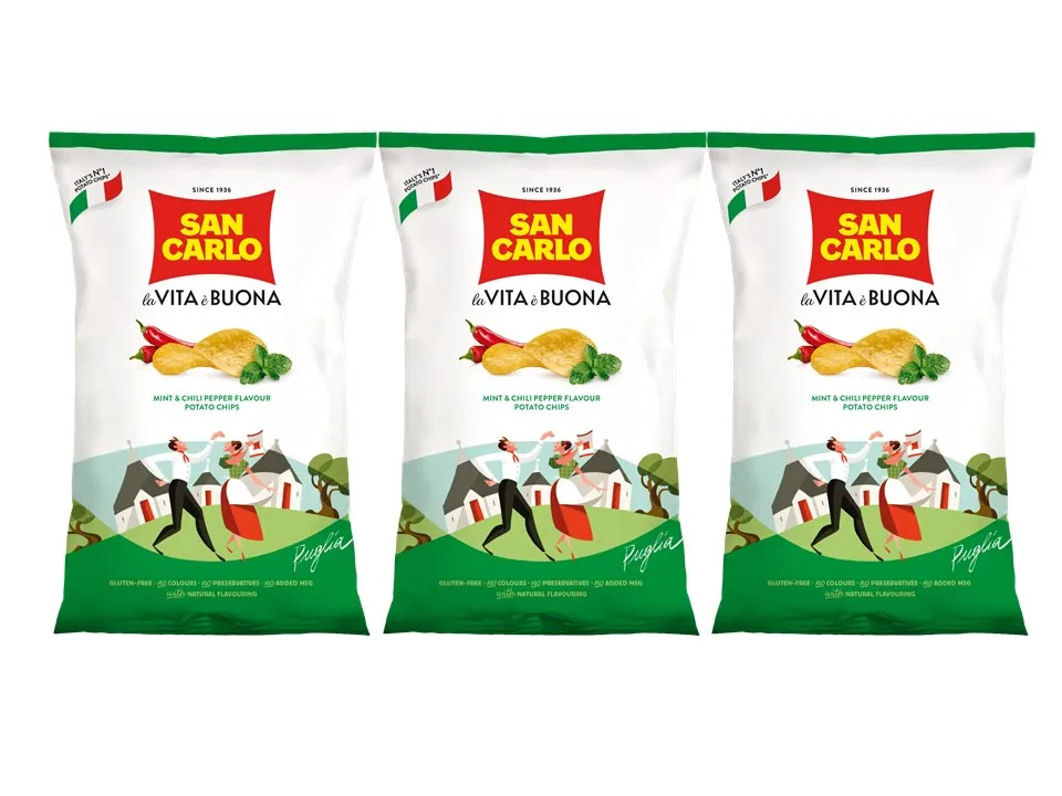 San Carlo spicy and fresh italian potato chips mint&chili flavor gr 150 regional taste