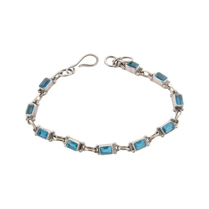 New Fashion Design 92.5 Pure Silver Bracelet Set with Beautiful Green Agate Gemstone