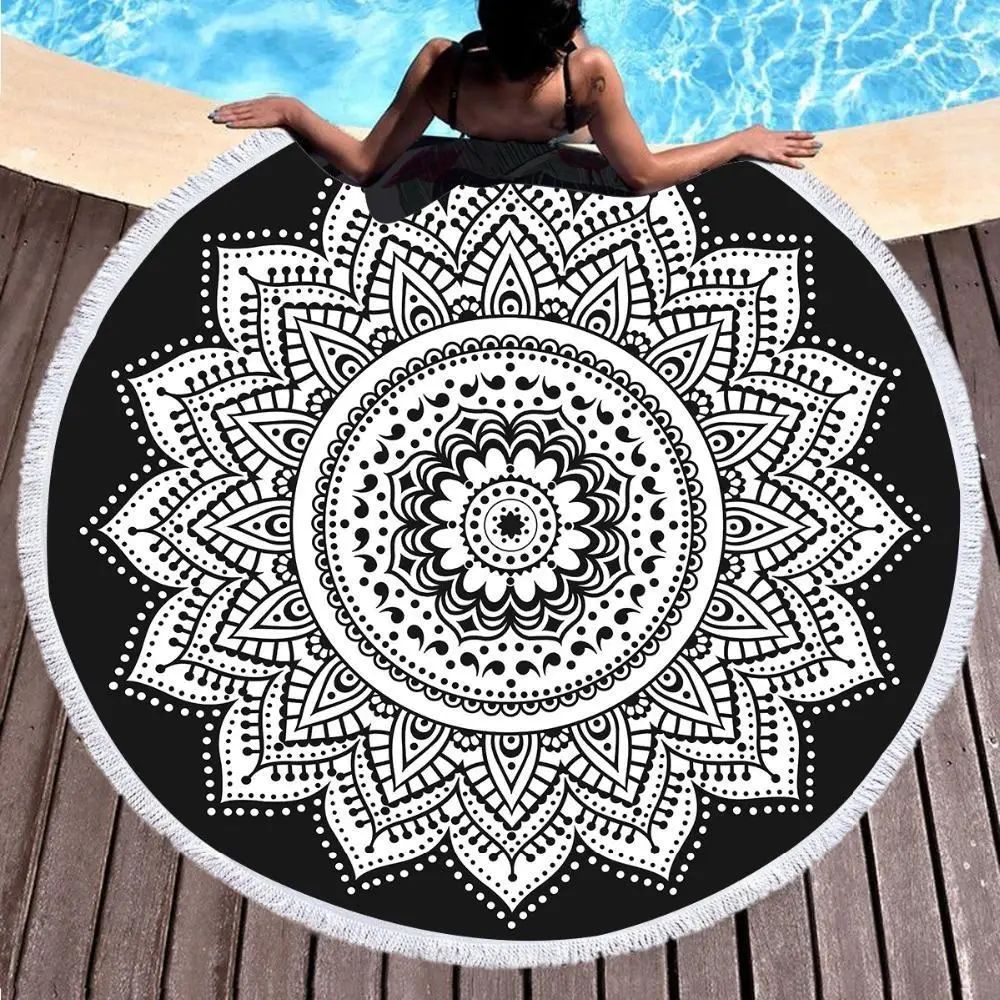 Yoga Mat Woven Home Decor Picnic Mat Table Cover Wall Hanging Cotton Mandala Flower Table Cloth Round Beach Towel Wall Hanging