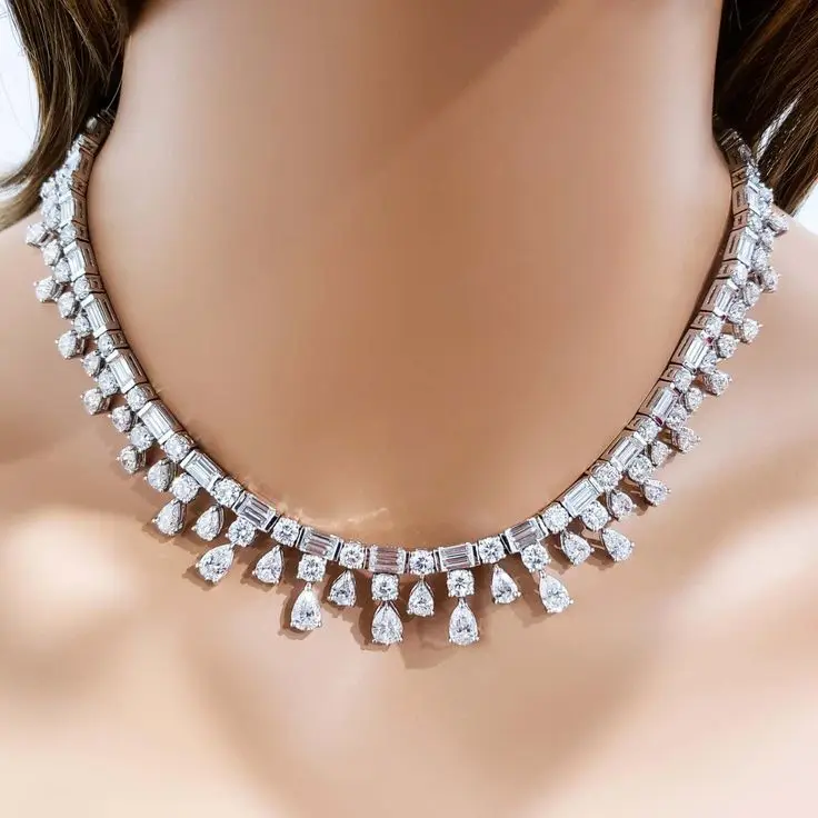 Anant Gems New fashion fine jewelry 925 sterling silver 18k gold plated lab grown diamond custom chain heart necklaces for women