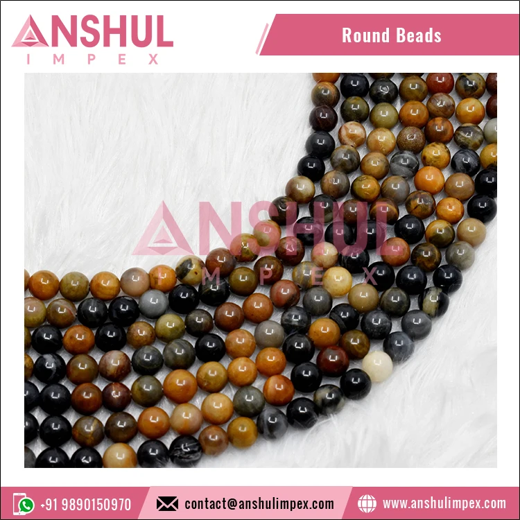 Top Quality Glossy Natural Stone Petrified Wood Custom 10mm Round Beads Loose Jewelry Beads for Bracelet Making