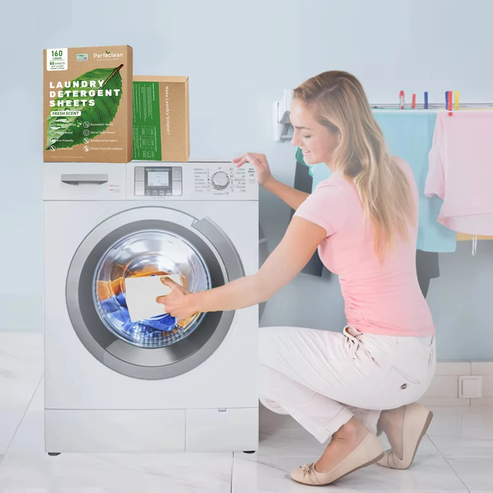 Sensitive Skin-friendly Laundry Detergent Sheets Enzyme Technology Stain Remover and Whitener Eco-Friendly Solid Eco-Strips
