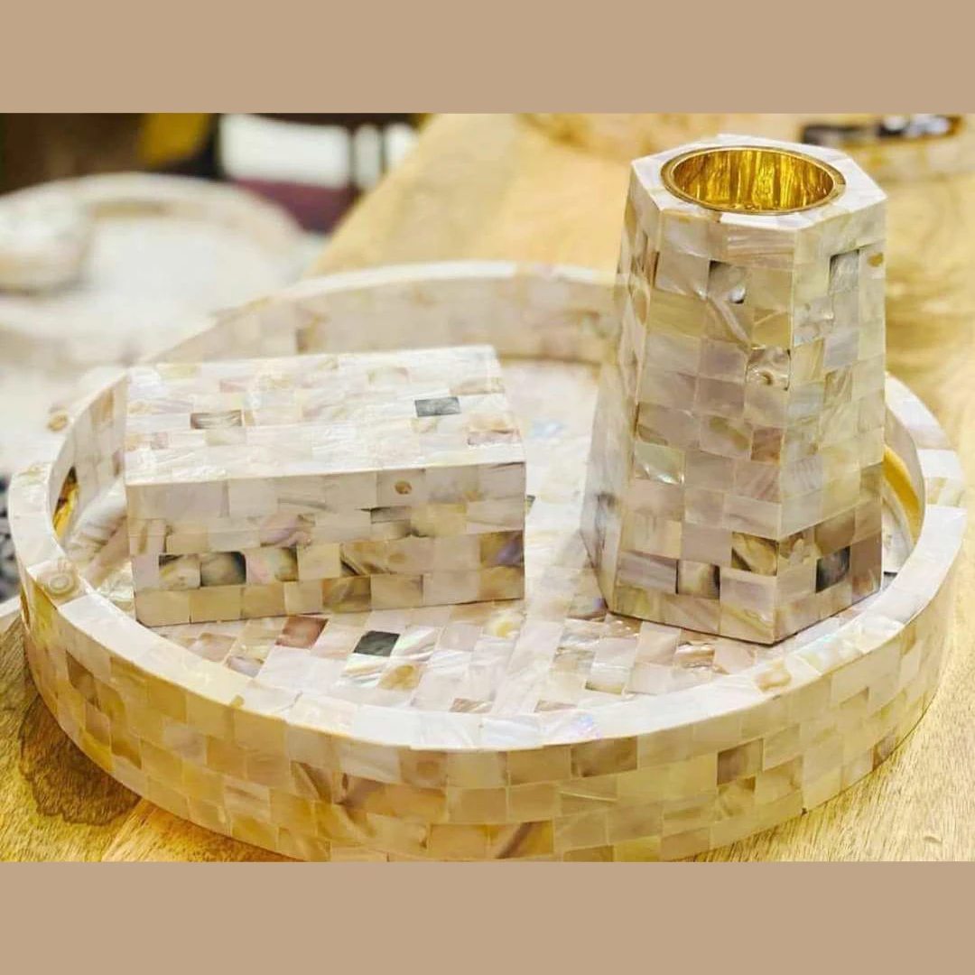 Natural Stone Bakhoor Burner Latest Design Bone Inlay Mabkhara Tray Resin Incense by Axiom Home Accents
