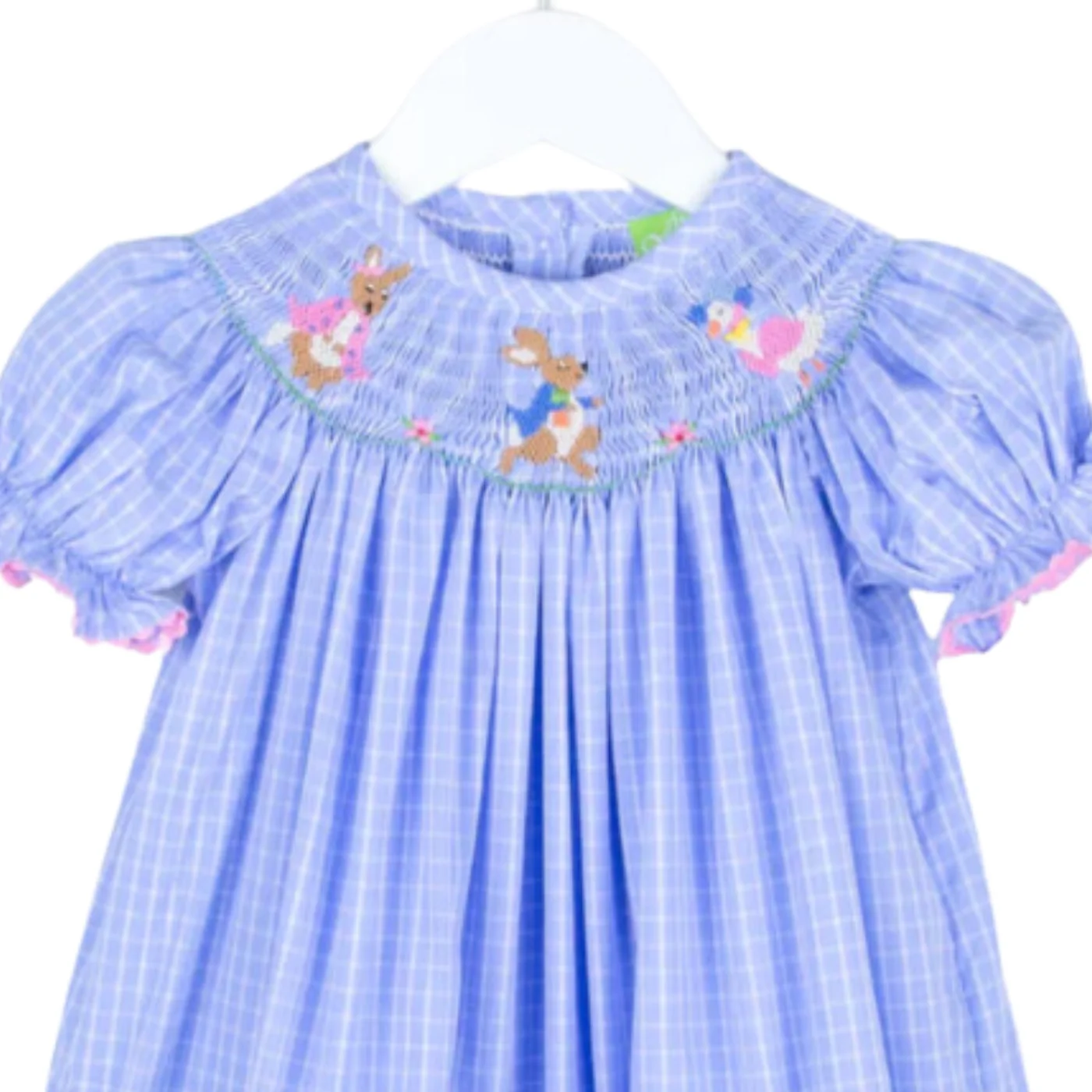 New Easter Day 2024 Children Clothing Girl Smocked Dress With Bunny Rabbit Embroidery Custom Design Wholesale From Vietnam