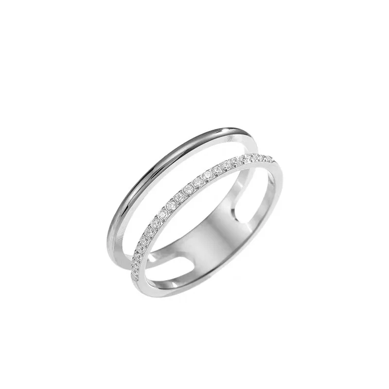 Fenyi wholesale jewelry fashion men and women 18K PVD gold-plated double-layer zircon couple rings not easy to oxidize jewelry