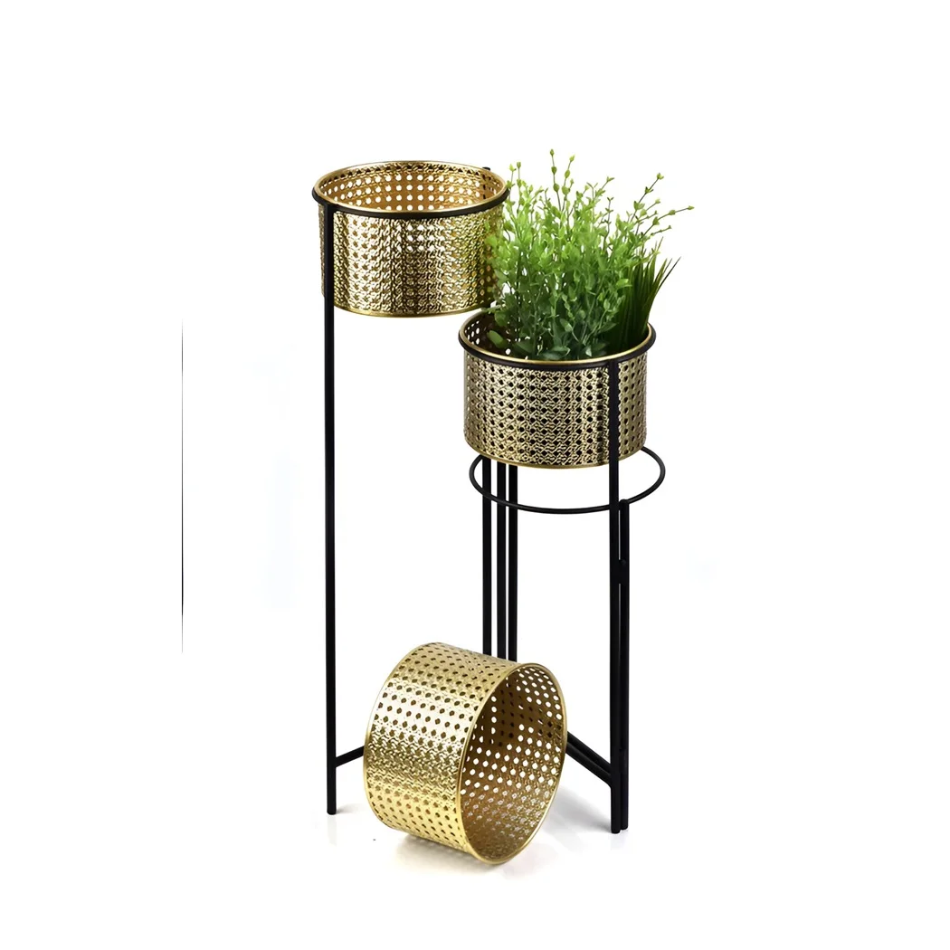 Meshing Pot With Stands For Nursery Plants Holding Planter Pot Antique Golden Luxury Flower Pot Wedding Decor Planter Set