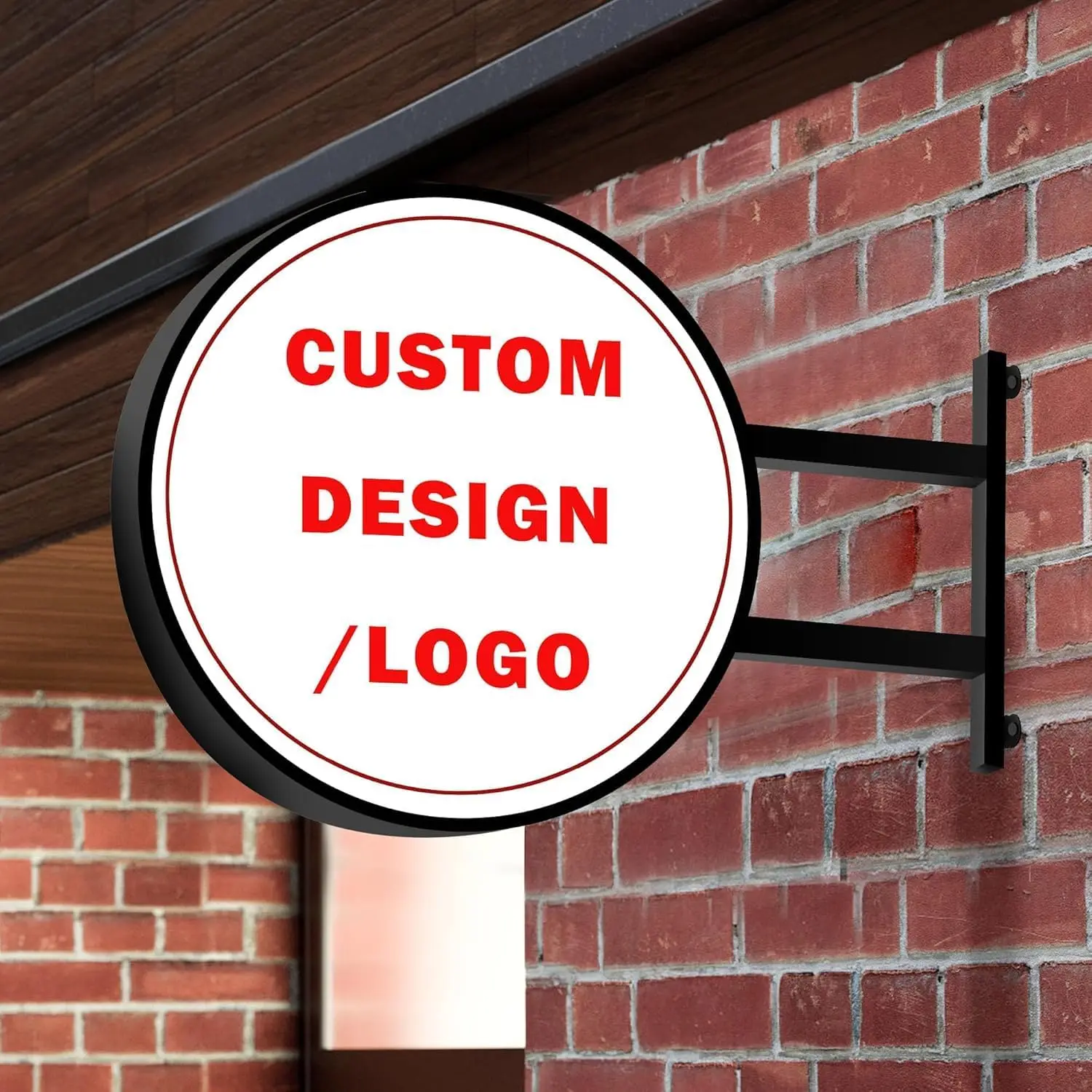 Custom Logo Storefront Blade Sign Wall Mounted Round Shop Sign Store Name Double Side Metal Sign