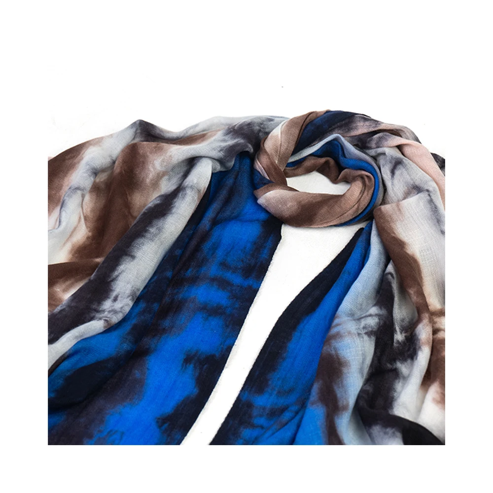 New Collection Tie Dye Merino Scarves Lightweight Ethnic Long Plain Style Cashmere Material for Winter at a Good Price