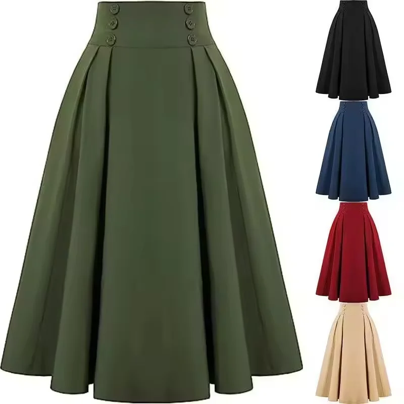 Oem Women Long Skirts 2024 High Quality Casual Elegant Pleated Long Skirt Plus Size Womens Skirts For Women Casual
