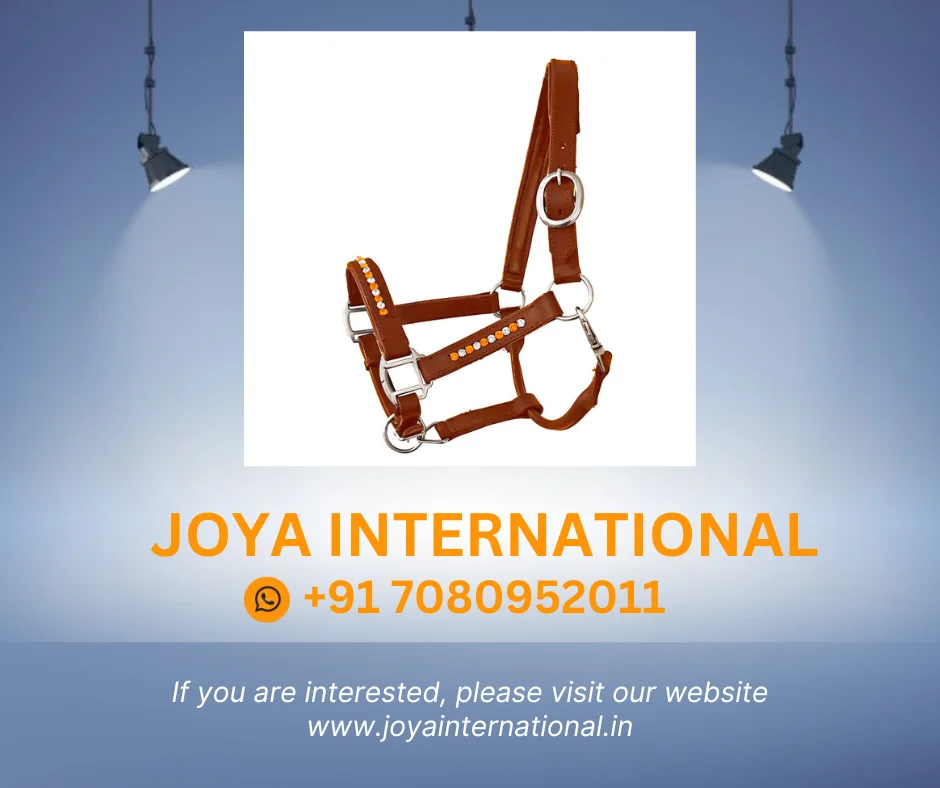 Equestrian Halter Bling Orange & Crystal Cognac leather  New High Quality Horse Leather Halter smart