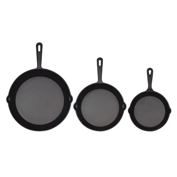 Pre-Seasoned Cast Iron Skillet 3 Pieces Kitchen Frying Pan Nonstick Cookware Set w/Drip Spout, For Electric Stovetop