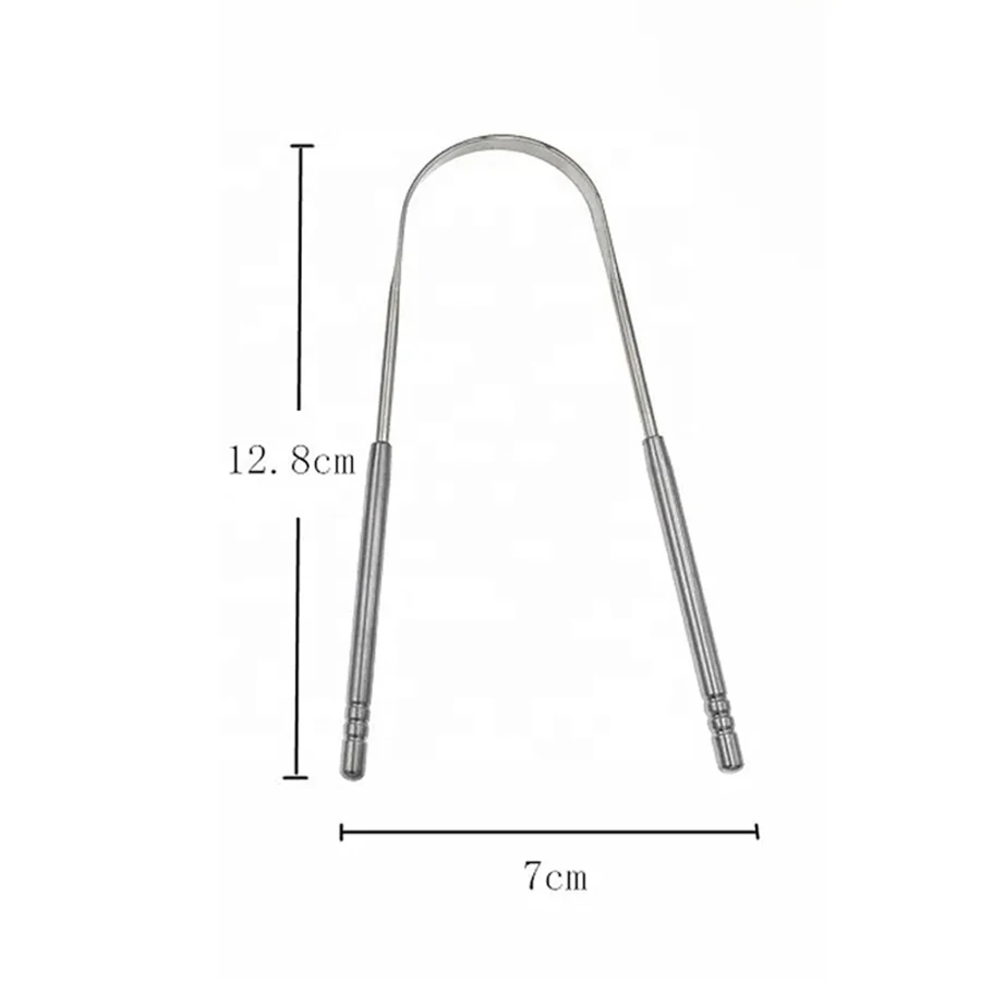Breath Treatment Stainless Steel Metal Copper U Shaped Tongue Scraper with Packing Box for Travel