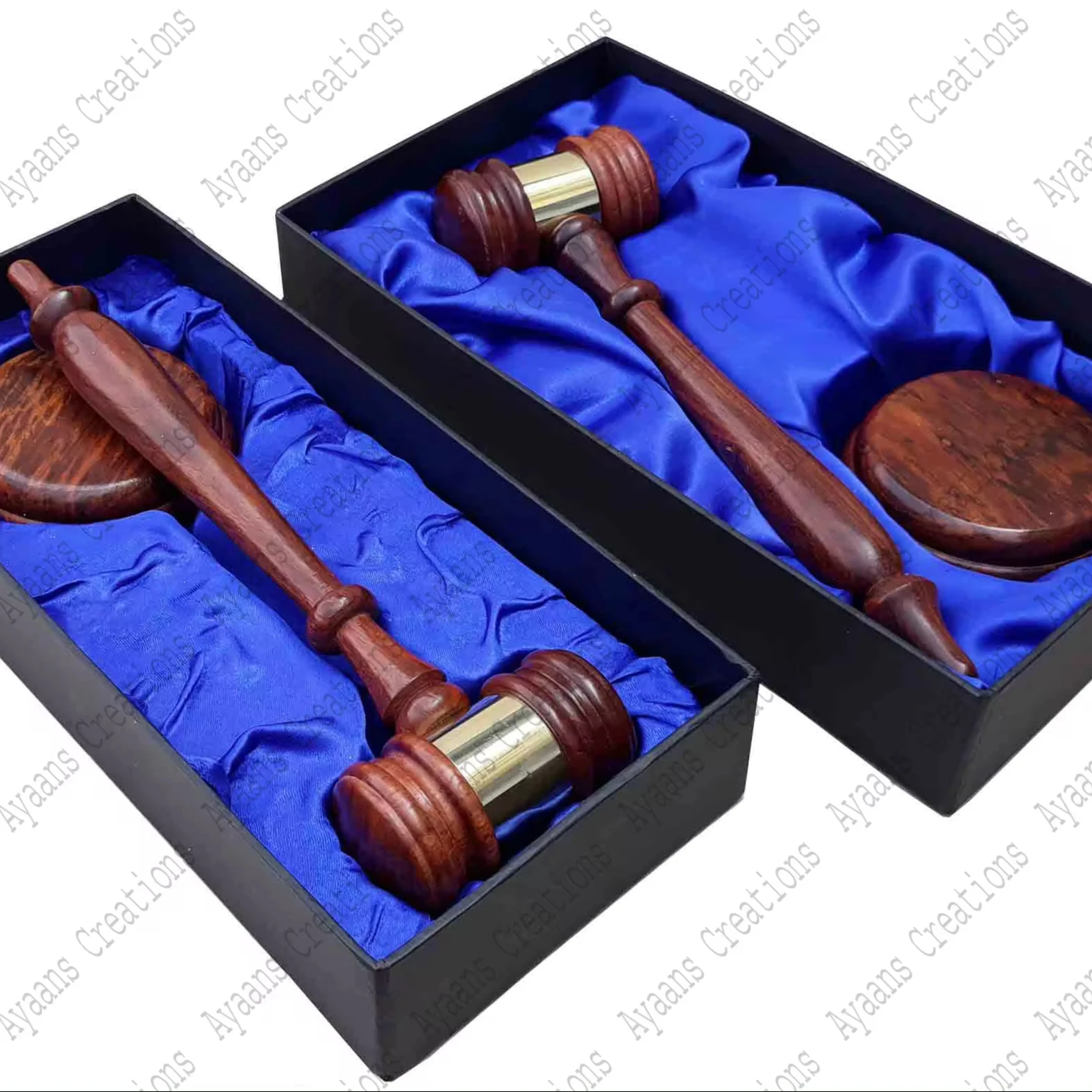 Presentation Wooden Gavel and base with cardboard box Judge, Lawyer, or Organization Gavel and Sound Block in Wood Gift Box