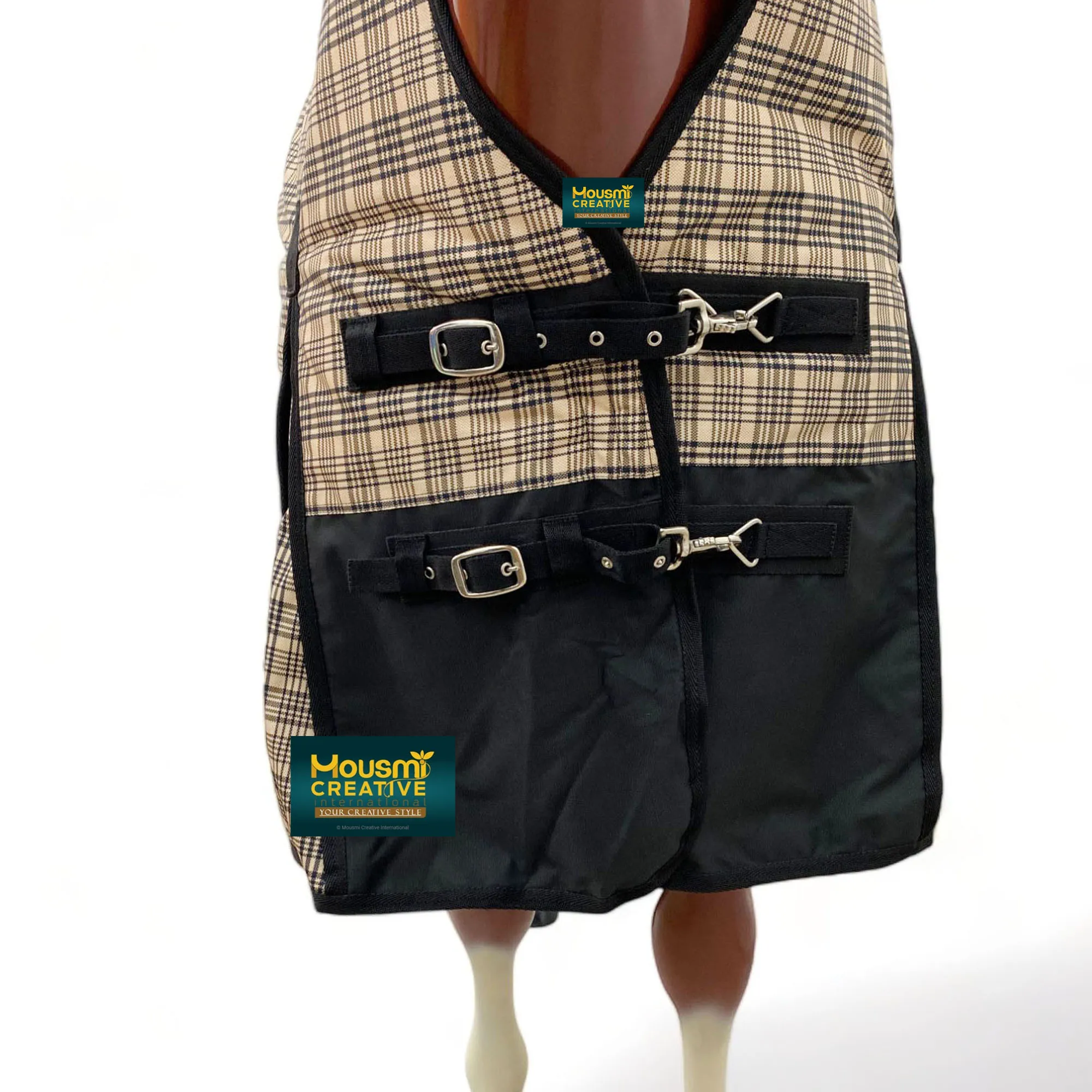 OEM 1200D Ripstop Premium Winter Horse Turnout Rug Custom Filling Nova Check Outer Multiple Designs & Seasons Half Neck Rug Sale