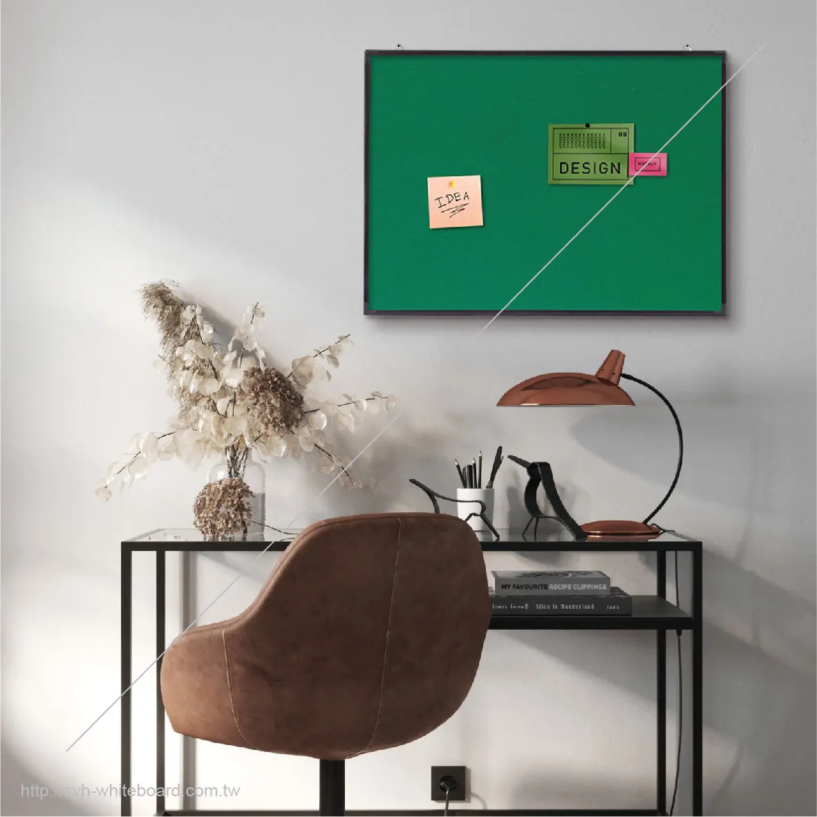 Домашняя настенная зеленая тканевая доска для объявлений