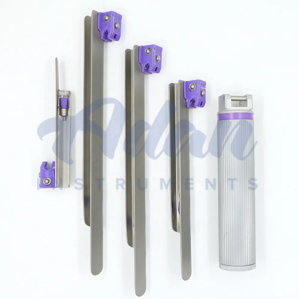 AI- OBS-06 Premium Quality UV LED Disposable Miller Conventional Laryngoscope Set Dual UV LEDs with Aluminum Handle